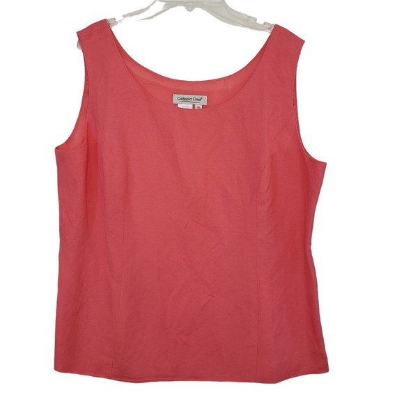 Coldwater Creek Pink Coral Linen Blend Lined Tank with Side Zip; Size 14 - Picture 1 of 7